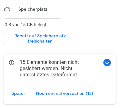 Google Fotos unterstützt nur Bilder